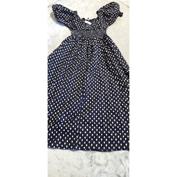 Madewell Size 2 Shibori Dot Print Smocked-Waist Midi Dress - Picture 1 of 8